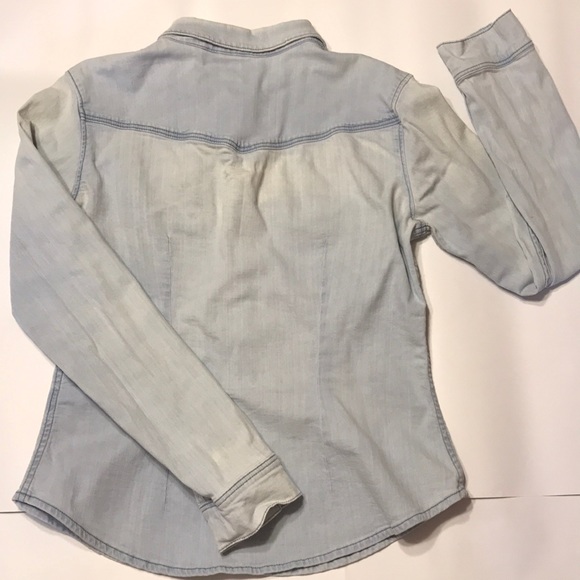Vintage H&M Divided Denim Button Down With Washed Out Sleeves Sz Small. - Picture 7 of 8